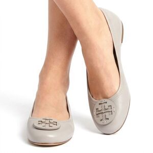 TORY BURCH Shoes Leather Ballet Flats Mauve Tan Gray Minnie Size 7.5 US/37.5 EU